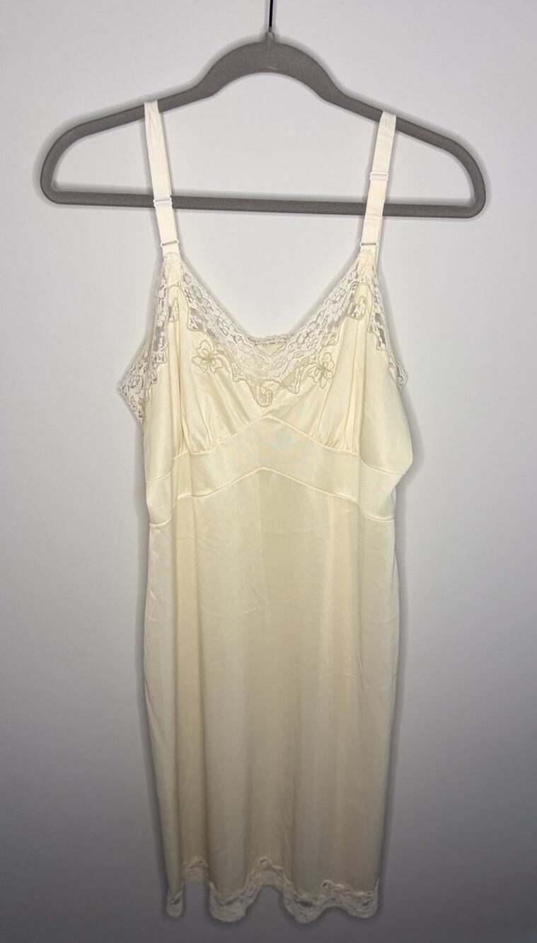 Rare Vintage 70s 80s Ivory/Apricot Slip Dress Under Garment Slip - No Size